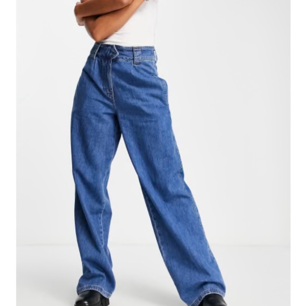 River Island Blue Flare Wide Leg Jeans